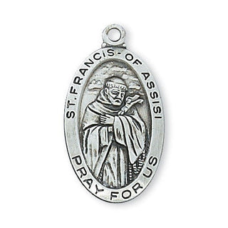 Sterling Silver Medal Of Saint Francis With Chain Engravable
