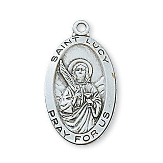 Sterling Silver Medal Of Saint Lucy With Chain Engravable