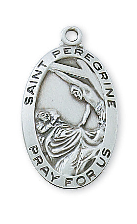 Sterling Silver Medal Of Saint Peregrine With Chain Engravable