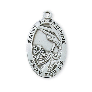Sterling Silver Medal Of Saint Peregrine With Chain Engravable