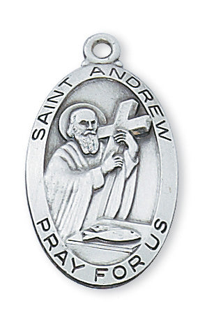 Sterling Silver Medal Of Saint AndrewInch Chain Engravable