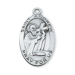 Sterling Silver Medal Of Saint AndrewInch Chain Engravable