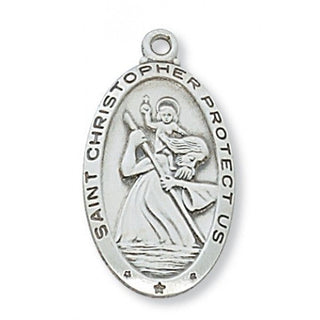 Sterling Silver Medal Of Saint ChrisInch Chain Engravable