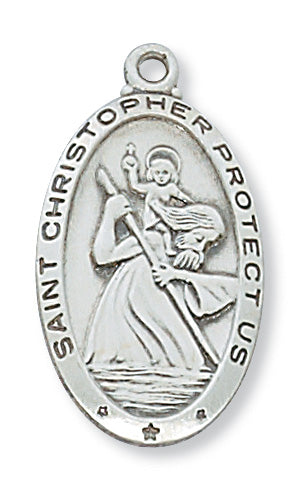 Sterling Silver Medal Of Saint ChrisInch Chain Engravable