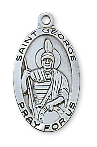 Sterling Silver Medal Of Saint GeorgeInch Chain Engravable