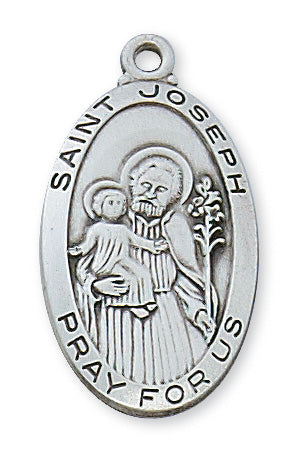 Sterling Silver Medal Of Saint JosephInch Chain Engravable