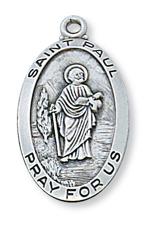 Sterling Silver Medal Of Saint PaulInch Chain Engravable