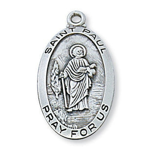 Sterling Silver Medal Of Saint PaulInch Chain Engravable