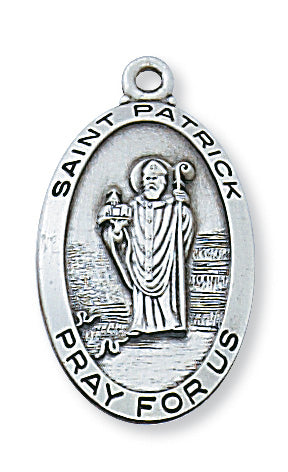 Sterling Silver Medal Of Saint PatrickInch Chain Engravable