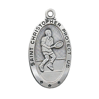 Sterling Silver Tennis Medal with Chain
