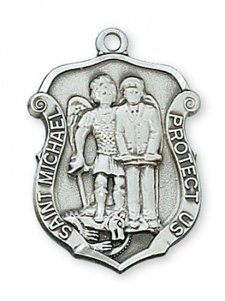 Sterling Silver Med Saint Mich With Chain
