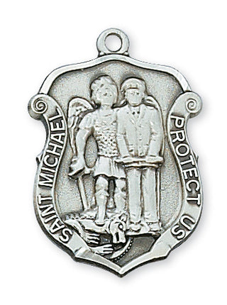 Sterling Silver Med Saint Mich With Chain