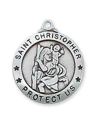 Sterling Silver Saint ChristopherInch Chain