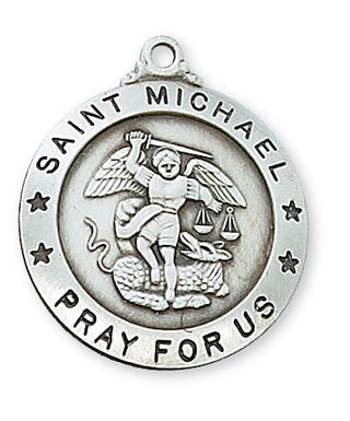 Sterling Silver Saint Michael WithInch Chain 