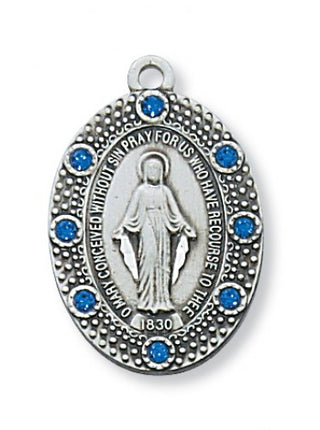 Sterling Silver Miraculous Medal With Chain