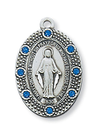 Sterling Silver Miraculous Medal With Chain