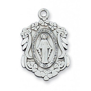 Sterling Silver Miraculous Medal With Chain