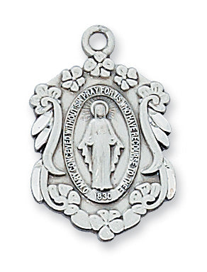 Sterling Silver Miraculous Medal With Chain