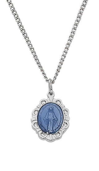 Sterling Silver Blue Miraculous 13" Chain/W