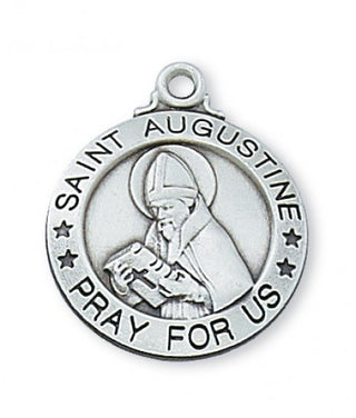 Sterling Silver Medal of St. Augustine with 20-inch Chain - Engraved - SALE