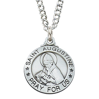 Sterling Silver Medal Of Saint Augustine Chain Engravable