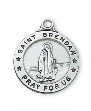 Sterling Silver Medal Of Saint Brendan Ch Box Engravable