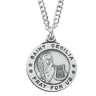 Sterling Silver Medal Of Saint CeceliaWith Chain Engravable