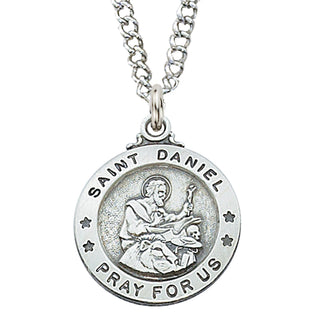 Sterling Silver Medal Of Saint Daniel With Chain Engravable