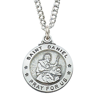 Sterling Silver Medal of Saint Daniel with 20-inch Chain  - Engravable