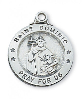 Sterling Silver Medal Of Saint Dominic With Chain Engravable