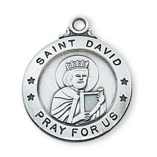Sterling Silver Medal of Saint David with 20-inch Chain  - Engravable