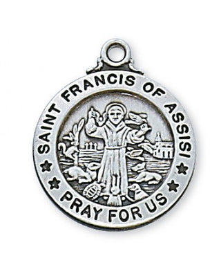 Sterling Silver Medal Of Saint Francis With Chain Engravable