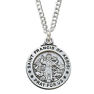 Sterling Silver Medal Of Saint Francis With Chain Engravable