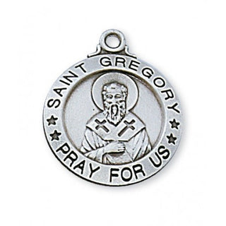 Sterling Silver Medal Of Saint Gregory Chain Box Engravable
