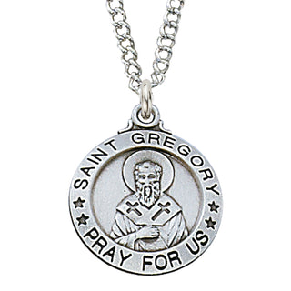 Sterling Silver Medal Of Saint Gregory Chain Box Engravable