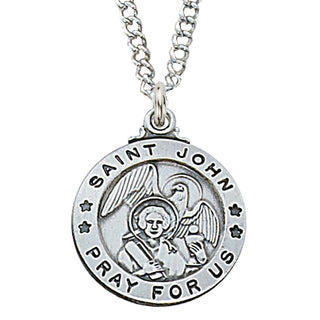 Sterling Silver Medal Of Saint John The Evang Ch B Engravable