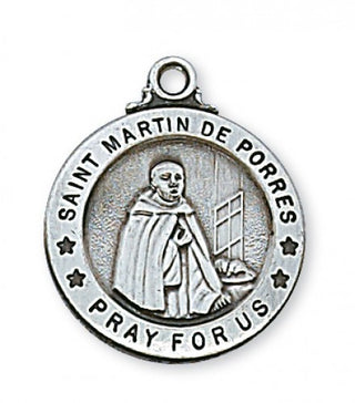 Sterling Silver Medal of St Martin De Porres with 20-inch Chain  - Engravable
