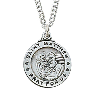 Sterling Silver Medal Of Saint Matthew Evang Ch Engravable