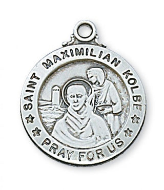 Sterling Silver Medal Of Saint Max Kolbe With Chain Engravable