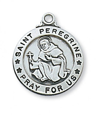 Sterling Silver Medal Of Saint Peregrine With Chain Engravable
