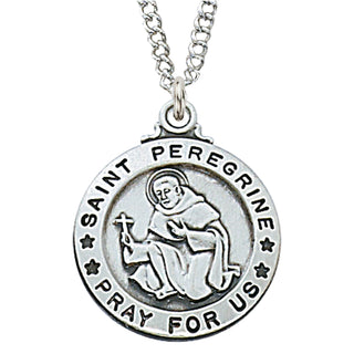 Sterling Silver Medal Of Saint Peregrine With Chain Engravable