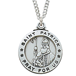 Sterling Silver Medal Of Saint Patrick With Chain Engravable