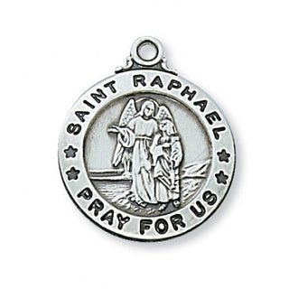 Sterling Silver Medal of St. Raphael with 20-inch Chain  - Engravable
