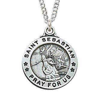 Sterling Silver Medal Of Saint Sebastian With Chain Engravable