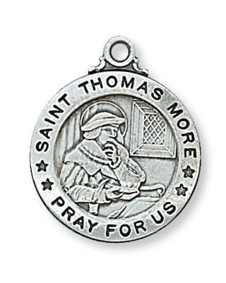 Pewter St Thomas More Medal with 24-inch Chain