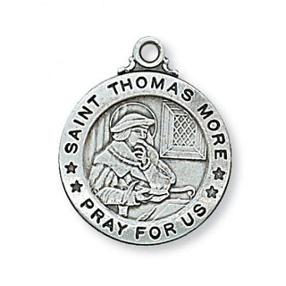 Sterling Silver Medal of St. Thomas More with 20-inch Chain  - Engravable