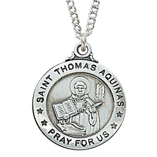 Sterling Silver Medal Of Saint Thomas Aquinas Chain Engravable