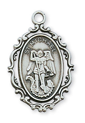 Sterling Silver Saint Michael With Chain 