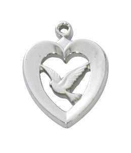 Sterling Silver Heart With Dove With Chain