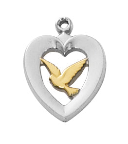  Chain Sterling Silver Tutone Heart Wdove L